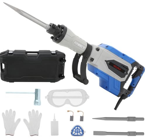 Martello Demolitore 3300W SDS-Hex, 75 Joule, Martello Pneumatico con Impugnatura Anti-Vibrazione, 2 Scalpelli Inclusi e Scatola di Trasporto, Tassellatore per Calcestruzzo e Demolizioni Pesanti