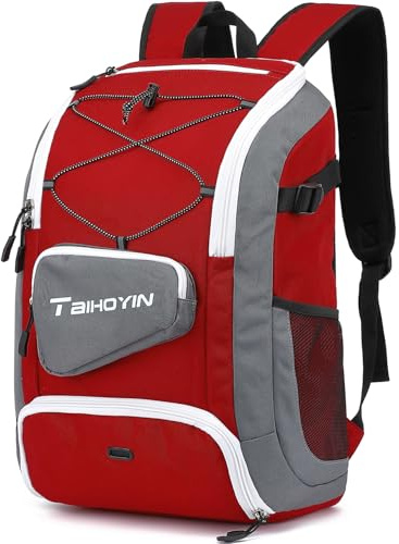 TAIHOYIN Gym Backpack for Men Women with Shoes Compartment & Wet Pocket 30L Travel Laptop Rucksack Waterproof Casual Daypacks Sports Duffel Bag for Swimming Yoga, Red