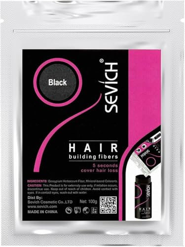 Streuhaar Nachfüllbeutel zur Haarverdichtung - Schütthaar, um den Haarmangel sofort zu verbergen - Haarpuder 100% natürlicher Baumwolle für Männer und Frauen (Schwarz 100g)
