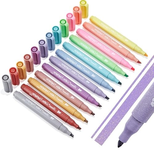 BONACE Goldene Glitzer-Textmarker, 12 Teiliges Bibel Textmarker Set | Schnell trocknend für Bibeljournaling, Planer, Sammelalben und Bastelarbeiten