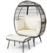 COSTWAY Korbsessel Rattan mit Hocker, übergroßer Gartensessel mit Kissen und Metallgestell, Rattansessel XXL, Loungesessel für Balkon, Garten, Terrasse, Wohnzimmer