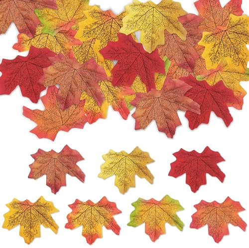 YiiHHooN Künstliche Herbstblätter Deko, 400 Stück Künstliche Ahornblätter, Herbst Ahornblatt Kunstblumen Herbstdekorationen für Halloween Erntedankfest Hochzeit Herbstdeko