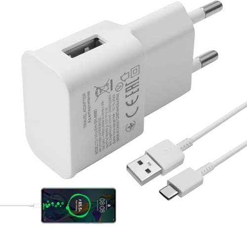 Chargeur USB avec Câble de Charge USB Type-C 1m USB C Chargeur Rapide pour Samsung Galaxy A50 A51 A72 A42 A14 A13 A15 A12 A10e A32 4G/5G、 S24 S23 S22 S21 S20 S8 S8+ S9+ S10 S10 Plus S10e、 Note 10 9 8