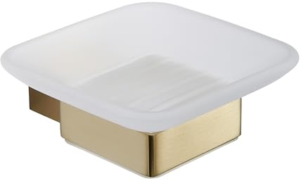 Brushed Brass Soap Dish Holder - Wall-Mounted Bathroom Accessory