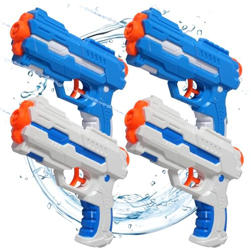 MOZOOSON 4 Stück 180ml Wasserpistole für Kinder, Wasserpistolen | mit Reichweite bis zu 6 M, Wasserspritzpistole für Mädchen Junge Sommerpartys im Freien, Strand, Pool