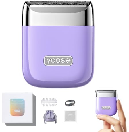 Yoose Elektrischer Rasierer Damen, Damenrasierer Intimbereich Intimrasierer für Frauen Bikini Trimmer Ladyshaver für Bikinizone Achseln Arme Beine, Ipx7 Wasserdicht Wiederaufladbar mit USB C, Lila