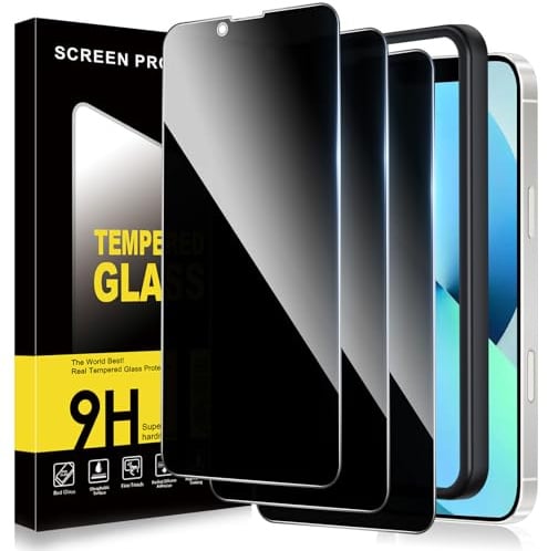 ZhuoFan 3 Pièces Verre trempé pour iPhone 13 Anti Espion,Privacy Protection Ecran pour iPhone 13 Dureté 9H avec Outil d'Installation Facile Confidentialité Anti Spy Vitre Film