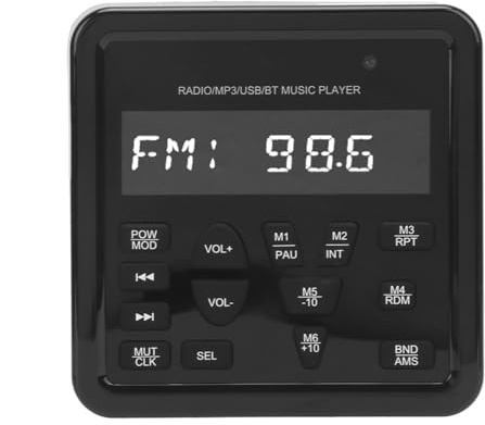 CFTGIW Lecteur Stéréo Marin Portable, Haut-Parleur étanche IP66, Système Sonore Radio USB, pour Bateau, Voiture, Camping-Car, Salle de Bain avec Fonction Radio AM/FM, USB et Entrée
