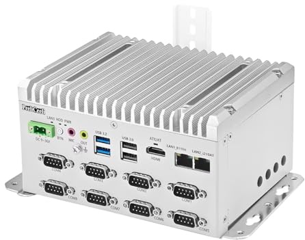 PeeliCeeli Industrial Mini PC i5-8265U Fanless Industrial Computer 8 COM RS232/RS485/422, Dual Gigabit RJ45 LAN Micro Desktop PC Opnsense, Linux, USB, 9-36V, USB, DDR4 16GB RAM 512GB SSD