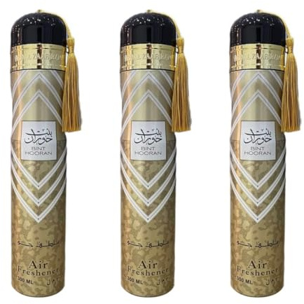 Pack of 3 Bint Hooran Air Freshener Spray 300ml, Long Lasting Arabic Room Spray, Luxury Home & Office Fragrance Aerosol