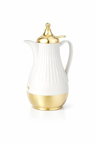 Isolierkanne Thermoskanne 1L – Orientalisches Design – Kaffeekanne (PremiumWeiß)