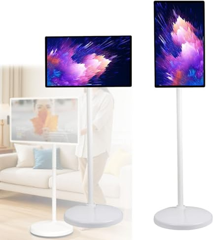 Portable Smart TV with Touchscreen Display and Built-in Battery, 21.5 Inch, Android OS, 8GB RAM, 128GB Storage, Rolling on Wheels
