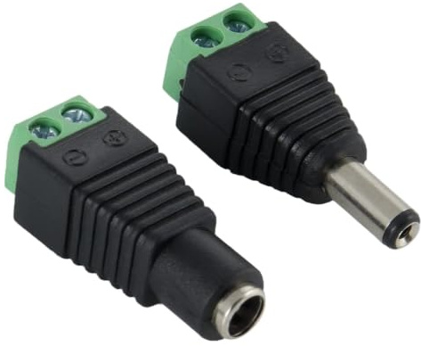 ERYTRJF Male & Female DC Plug Connector 2-Pin Terminal Block to 5.5x2.1mm Hollow Socket for COB LED Tape(DC Male Female,5 Pcs)