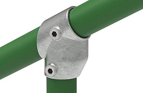 Fenau | Raccordo a T/T, corto, 30-60°, regolabile, Ø 42,4 mm, raccordo per tubi, ghisa malleabile, zincato a caldo, viti incl.