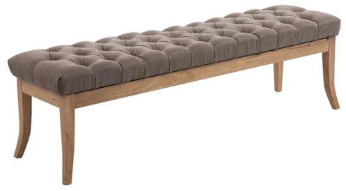 CLP Sitzbank Ramses mit hochwertiger Polsterung und Stoffbezug I Bank mit antik-Hellen Holzbeinen I Holzbank mit Einer Sitzhöhe von: 46 cm, Farbe:Taupe, Größe:150 cm
