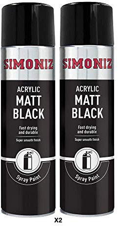 Simoniz Acrylic Matt Black Spray Paint 2x 500ml
