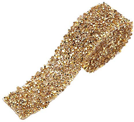 1 Yard Band mit Strasssteinen, 30 mm, Diamant-Maschengewebe, Rolle für Abschlussballkleider, Gürtelapplikation, Haarspange, Hochzeit, Party, Dekoration,Unterseite aus Kristallgold