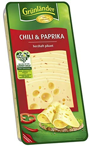 Grünländer Chili & Paprika herzhaft pikant, Schnittkäse, 48 % Fett i. Tr. 500 g
