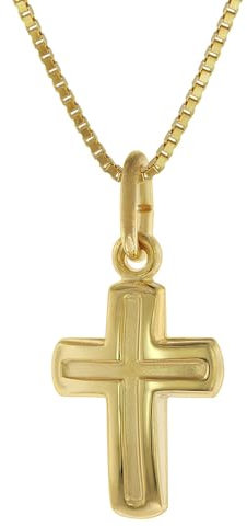 trendor Kinderkette mit Kreuz-Anhänger Gold 333/8 Karat Kinder Halskette, Gold Kreuz Anhänger für Jungen und Mädchen, zauberhaftes Geschenk aus Echtgold 75624