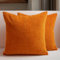 Encasa XO Chenille Kissenbezüge Set von 2 | Orange - (24x24) (60x60 cm) | Dekorative Akzent Quadratische Wurfkissenbezüge Für Couch, Heimdekoration, Sofa