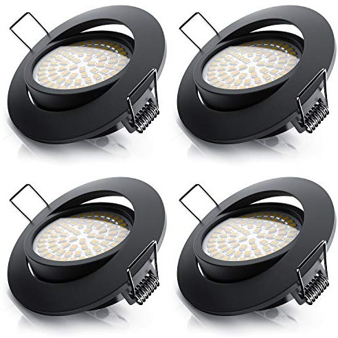 Brandson - 4x LED Deckenspot dimmbar Einbaustrahler schwenkbar - Ultra Flache Spots Einbauleuchte - Einbauspot Deckenstrahler - Abstrahlwinkel 120 Grad - 230V - schwarz