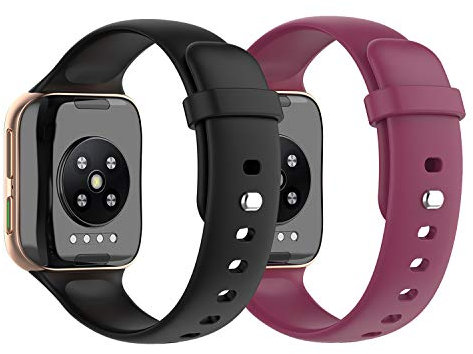 Chofit Armbänder kompatibel mit Oppo Watch 46 mm Armband, weiches Silikon, Sport-Armband, Ersatz-Armband, Uhrenzubehör für Oppo Watch 46 mm Smartwatch (schwarz + weinrot)