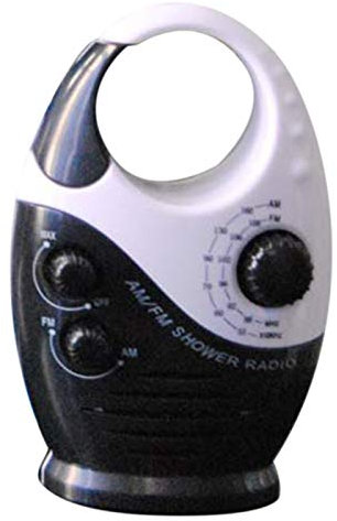Waterproof Shower Radio, Bathroom Speaker Button Adjustable Volume Hanging AM/FM Radio with Top Handle for Bathroom Indoor Outdoor Use