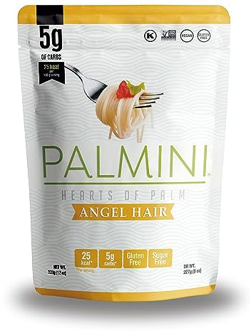 PALMINI Pâtes Cheveux d’Ange - Spaghetti – Cœurs de palmier – Vegan | Sans OGM – Faible en calories – Faible en glucides – Keto – Sans Sucre – Casher – 338g | (Pack de 1)