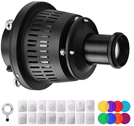 Andoer Cilindro Focalizzatore Ottico per Fascio di Luce per Fotografica Artistica Kit con Attacco Bowens 16 Schede Grafiche e 8 Filtri Colorati per Moda Bellezza Ritratti Registi Focalizzabile