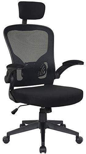 TRISENS Bürostuhl Ergonomisch Drehstuhl Schreibtischstuhl Mesh Netzstoff Office Stuhl, Farbe:Schwarz mit Kopfstütze