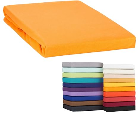 Moon-Classic Topper Spannbettlaken Spannbetttuch 120x200-120x220 cm Jersey aus 100% Baumwolle (Orange)