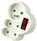 PremiumCord Adaptateur Rond pour 1x Prise Ronde et 2X Prise Plat avec Interrupteur 230V, Blanc