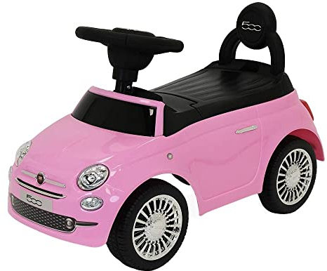 Bandits & Angels Rutschauto FIAT 500 Retro Pink ab 1 Jahr für Mädchen – Rosa Rutschauto für Kinder – mit Hupe – für drinnen und draußen