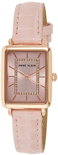 Anne Klein Women's Glitter Accented Croco-Grain Strap Watch, AK/3820 Pink/Rose Gold