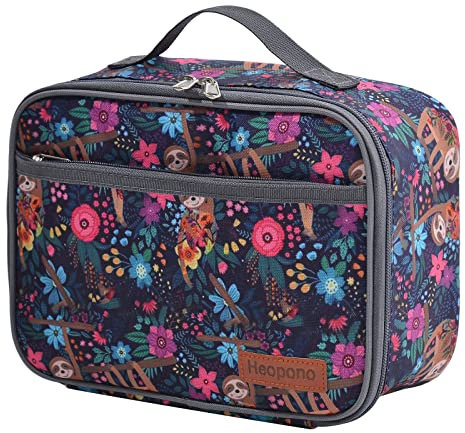 Pretty Jolly Mini Kids Lunch Box, Insulated Reusable Lunch Bag for Girls & Boys, Thermal Meal Container Tote with Waterproof Liner, Hot or Cold Snacks Lunchbox for School,Work,Picnic (Sloth)