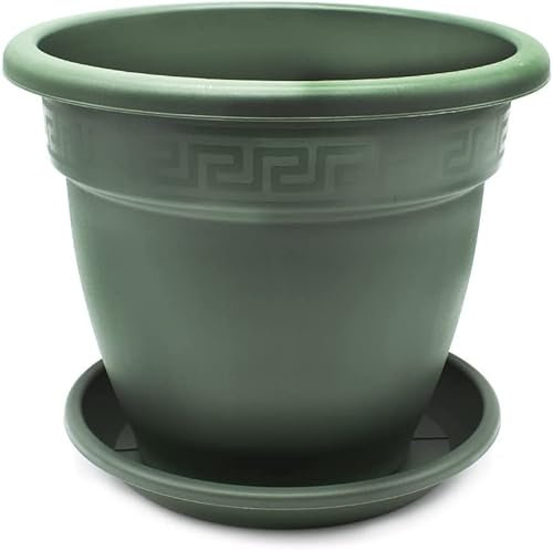CABLEPELADO - Maceta 50cm - Maceta Plastico 50 cm - Fabricado en PP Apto balcón, jardín, Patio, Interior - Macetero rendondo 50 cm + Plato macetero de plastico - Verde