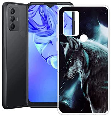 ZXFHN Phone Case for TCL 306,Soft Silicone Phone Protective case Scratch Resistant TPU Back Skin Cover Anti-slip and drop-proof for TCL 306-Cool Wolf