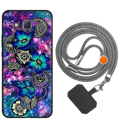 vingarshern Handyhülle Kompatibel mit Samsung Galaxy J5 2015 Hülle Silikon mit Aesthetic Muster,Stoßfest Schutzhülle mit Kordel,Weich Bumper Case mit Handykette/Umhängeban,Mandala