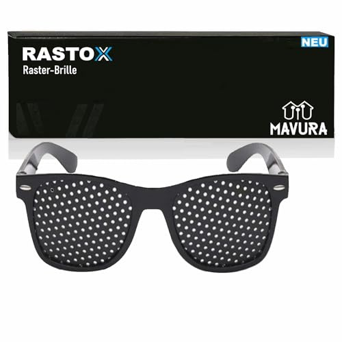 MAVURA RASTOX Raster-Brille Loch Brille Gitter Augentraining Entspannung, Gitterbrille schwarz