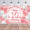 BTZO Happy 10th Birthday Decorations - Rose Gold Pink Fabric Photo Backdrop Background for Boys and Girls Party, 180×110cm