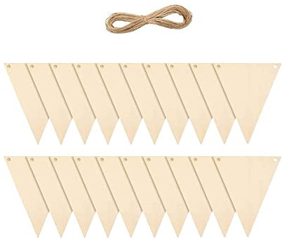 harayaa 20x Holz Banner Dreieck Flaggen Girlande DIY Craft Hanging Decor