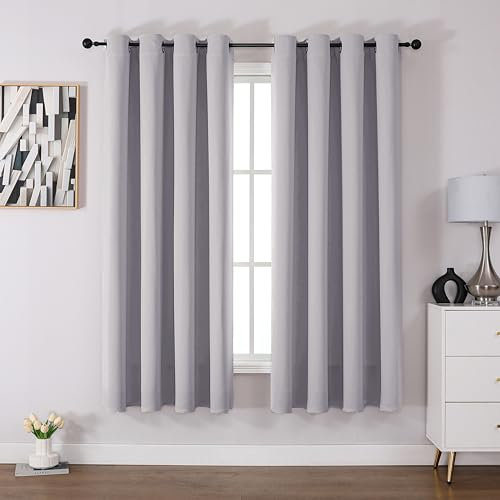 CUCRAF Vorhang Blickdicht Thermovorhang Kälteschutz 2er Set H175 x B140 cm Verdunklungsvorhänge Grauweiß Gardinen mit Ösen, Weich und Langlebig Schallschutz Vorhang für Schlafzimmer Wohnzimmer