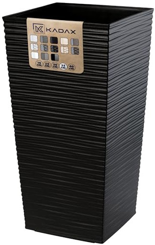 KADAX Pot de Fleurs Haut 68 cm, Plastique Imitation rotin, résistant aux intempéries – intérieur/extérieur, Noir