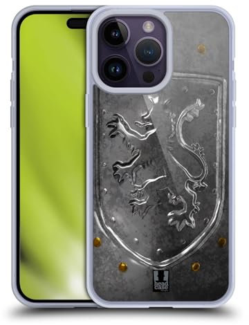 Head Case Designs Escudo corazón de león Armería Medieval Caso de Gel Suave Compatible con Apple iPhone 14 Pro MAX