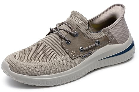 Skechers Delson 3.0-Roth 210606 - Zapatillas con Cordones elásticos fijos de calce rápido, caña Baja, para Hombre, Gris Topo, 7 Wide