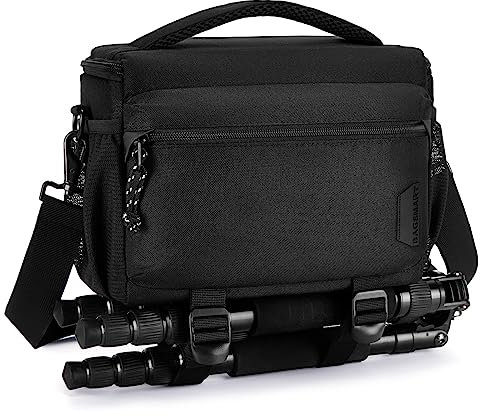 bagsmart Sacoche étanche pour appareil photo reflex numérique avec housse de pluie, petit étui pour petits trépieds, Noir , Valise