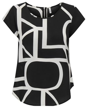 ONLY Onlvic S/S Top Noos Ptm T-Shirt, Noir/AOP : Logo Maritime, 42 Femmes