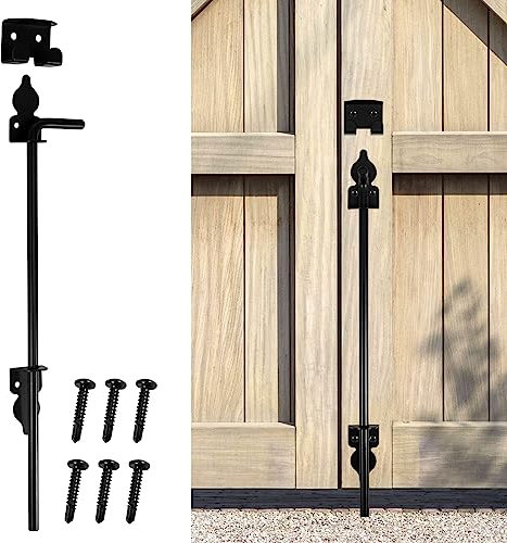 Jetcloud 1353093138839 Cane Drop Bolt Rod Kit 18inch Heavy Duty Iron Multipurpose Ground Latch Stopper for Wood PVC Gates Fences Doors, Black
