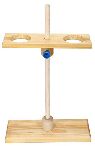 QANYEGN Funnel Stand, Wooden Rings Stand Set, Lab Stand Support, 2 Holes Wooden Separating Funnel Stand Holder