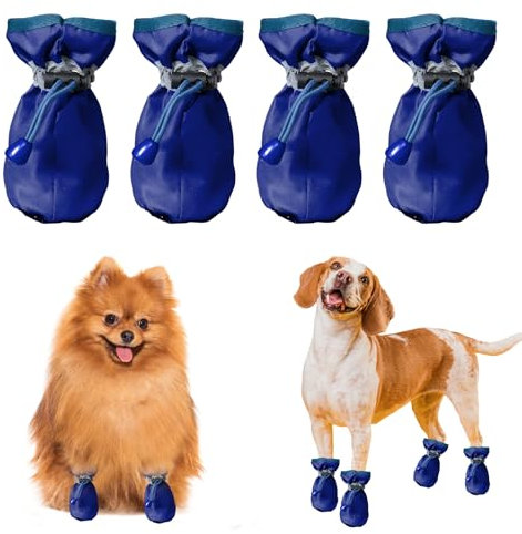 4 Stück Hundeschuhe, Pfotenschutz für Hunde, Hundeschuhe für Große Hunde, Pfotenschutz Hund Verletzung, Hundeschuhe Pfotenschutz, Mit Rutschfester Sohle, für Kleine Mittelgroße Hunde (M, blau)